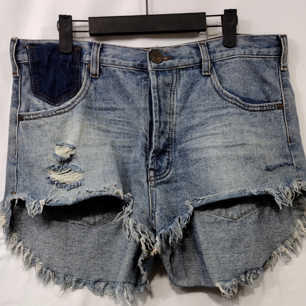 One Teaspoon Cutoff Denim Jean Shorts Womens 29 Blue Bobo Retro 90s Y2K Casual - Picture 2 of 9
